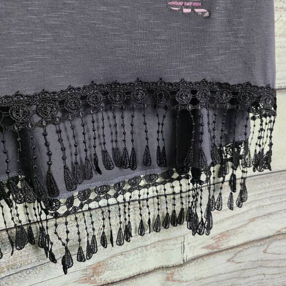 Vanity Gray Anchor Fringe Tank Top Size S - Picture 4 of 6